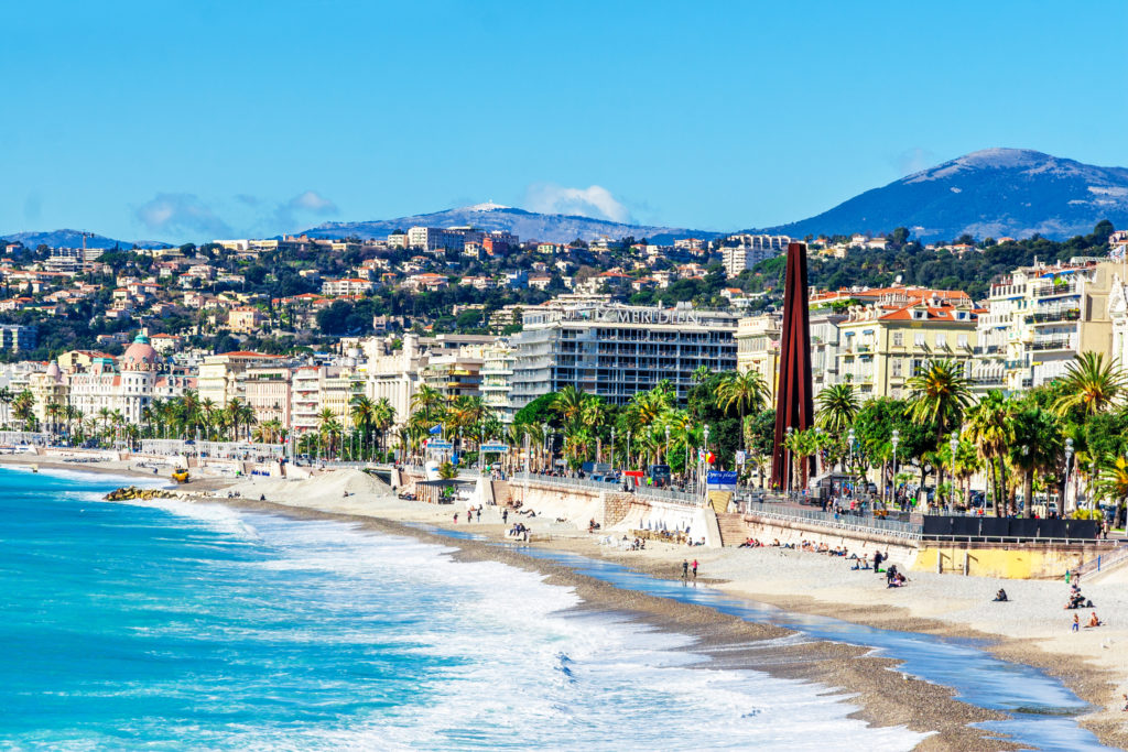 Panoramablick auf Villefranche-sur-Mer, Nizza, Französische Riviera
