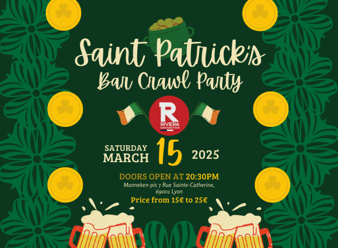 Kneipentour zum St. Patrick’s Day, Lyon, Frankreich 2025