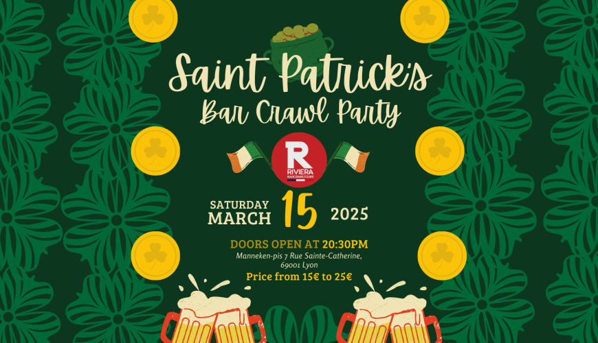 Kneipentour zum St. Patrick’s Day, Lyon, Frankreich 2025