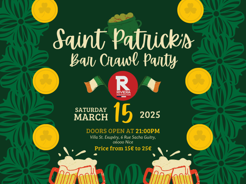 St. Patrick’s Day Bar Crawl, Nice France 2025